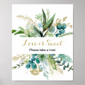 Gold en groene eucalyptus Love is Sweet Poster (Voorkant)