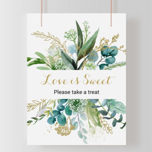 Gold en groene eucalyptus Love is Sweet Poster