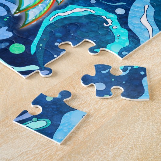 Gold en groene waterdraak legpuzzel (Zijkant)