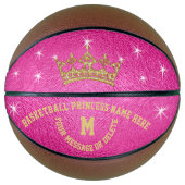 Gold- en hot-roze Basketball Princess, gepersonali Basketbal (Voorkant)