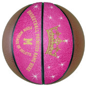 Gold- en hot-roze Basketball Princess, gepersonali Basketbal (Verticaal)