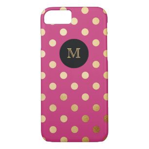 Gold en hot-roze Polka Dot Phone case