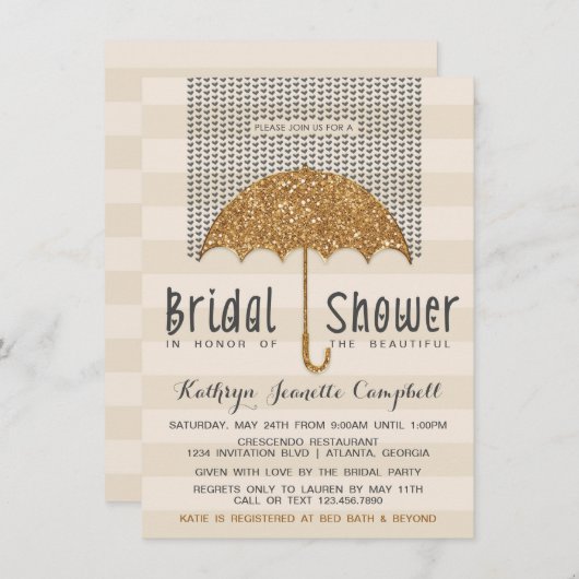 Gold- en ivoren Vrijgezellenfeest Kaart (Voorkant / Achterkant)