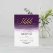 Gold- en koninklijke Paarse Waterverf Vertrouwelij Folie Uitnodiging Briefkaart (Staand Voorkant)