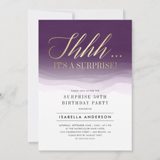 Gold- en koninklijke Paarse Waterverf Vertrouwelij Kaart (Voorkant)