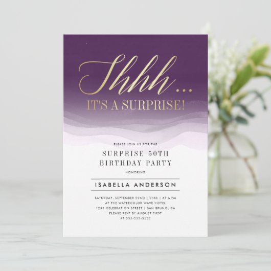 Gold- en koninklijke Paarse Waterverf Vertrouwelij Kaart (Staand voorkant)