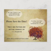 Gold- en koraalhardeboom opslaan datum aankondigingskaart (Achterkant)