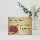 Gold- en koraalhardeboom opslaan datum aankondigingskaart (Staand voorkant)