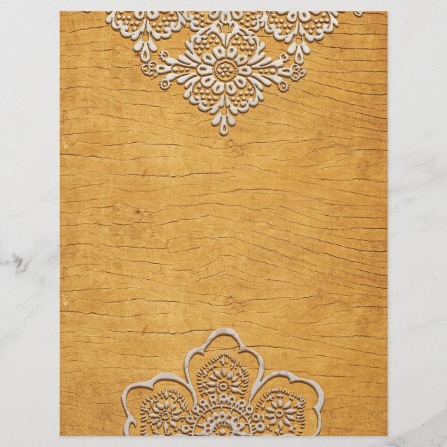  Gold- en Lace Rustic Wood Scrapbook-papier (Voorkant)