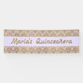 Gold en Lavender Damask Celebration Banner (Horizontaal)