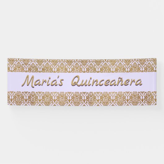 Gold en Lavender Damask Celebration Banner (Horizontaal)