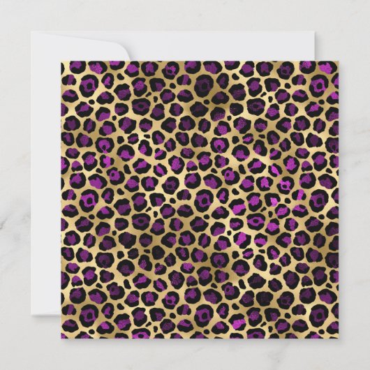 Gold en Magenta Paarse leopard Glam 50th Birthday Kaart (Achterkant)
