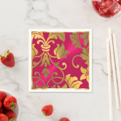 Gold en magenta roze Damask Servetten (Insitu)