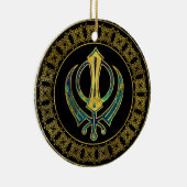 Gold- en Marble Khanda-symbool Keramisch Ornament (Rechts)