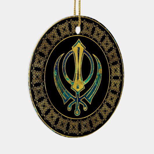 Gold- en Marble Khanda-symbool Keramisch Ornament (Rechts)