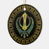 Gold- en Marble Khanda-symbool Keramisch Ornament (Links)