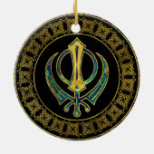 Gold- en Marble Khanda-symbool Keramisch Ornament (Achterkant)
