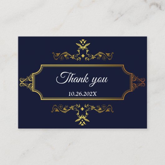 Gold- en marineblauw Indische stijlenvelop Informatiekaartje (Voorkant)