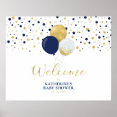 Gold- en marineloons Modern Baby shower Welkom Poster (Voorkant)