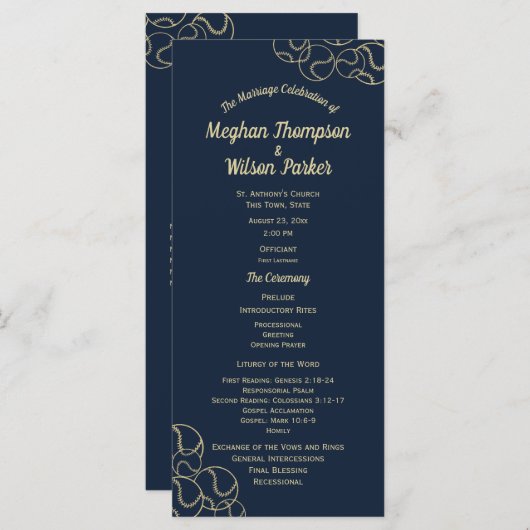 Gold- en marineprogramma voor blauwe honkbal programmakaart (Voorkant / Achterkant)