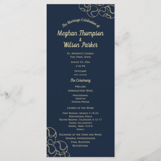 Gold- en marineprogramma voor blauwe honkbal programmakaart (Voorkant)