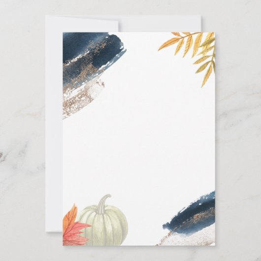 Gold- en marinesblauwe Herfst — eerste verjaardag Kaart (Achterkant)