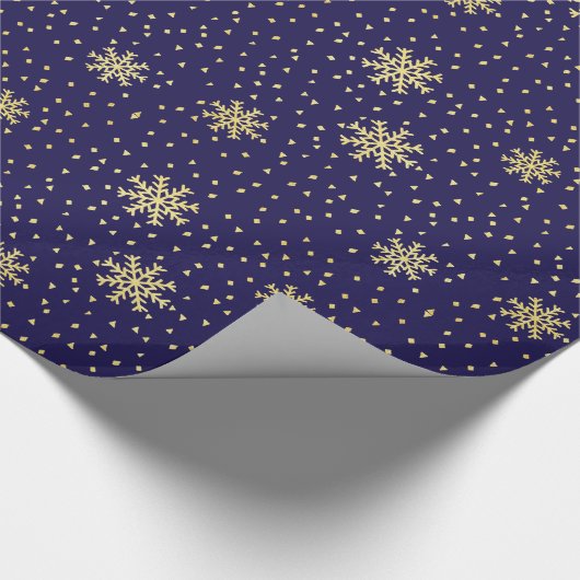 Gold- en marinesnowflake-feestdag cadeaupapier (Hoek)