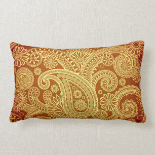 Gold- en Maroon Paisley-Sierkussen Kussen