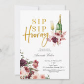 Gold en Marsala Sip Sip Hooray Invitation Kaart (Voorkant)