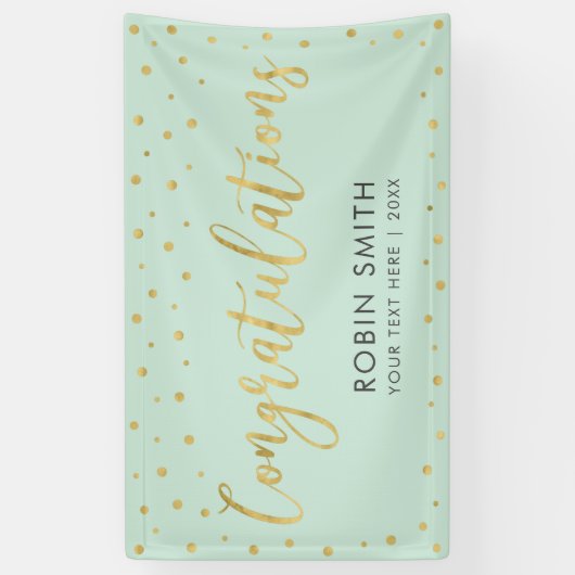 Gold en Mint | Gefeliciteerd met de GraduPartij Spandoek (Verticaal)