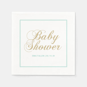 Gold en Mint   Modern Boy Baby shower Paper Napkin Servet