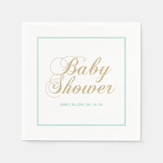 Gold en Mint | Modern Boy Baby shower Paper Napkin Servet (Voorkant)