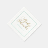 Gold en Mint | Modern Boy Baby shower Paper Napkin Servet (Hoek)