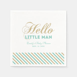 Gold en Mint   Modern Boy Baby shower Paper Napkin Servet