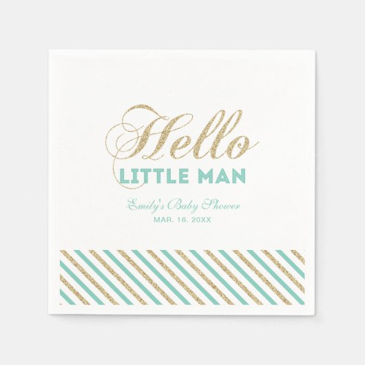 Gold en Mint | Modern Boy Baby shower Paper Napkin Servet (Voorkant)
