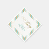 Gold en Mint | Modern Boy Baby shower Paper Napkin Servet (Hoek)