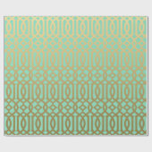 Gold en Mint Modern Trellis Pattern Cadeaupapier (Vlak)