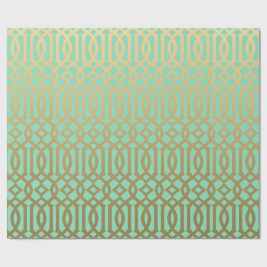 Gold en Mint Modern Trellis Pattern Cadeaupapier (Vlak)