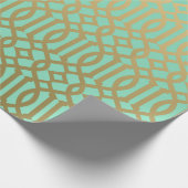 Gold en Mint Modern Trellis Pattern Cadeaupapier (Hoek)