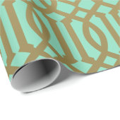 Gold en Mint Modern Trellis Pattern Cadeaupapier (Rol Hoek)