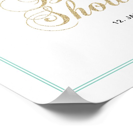 Gold en Mint | Welkomstteken voor modern Baby show Poster (Hoek)