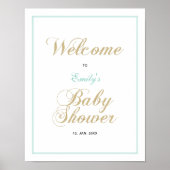 Gold en Mint | Welkomstteken voor modern Baby show Poster (Voorkant)