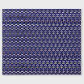 Gold- en Navy Blue-ankerontwerp Cadeaupapier (Vlak)