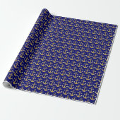 Gold- en Navy Blue-ankerontwerp Cadeaupapier (Uitgerold)