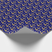 Gold- en Navy Blue-ankerontwerp Cadeaupapier (Hoek)