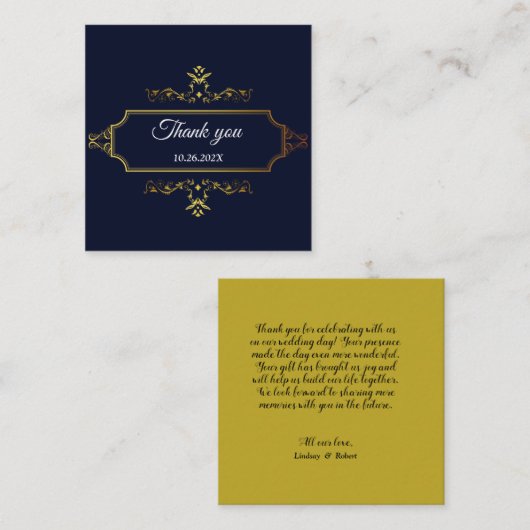 Gold- en Navy Blue-Indische stijlbehuizing Informatiekaartje (Voorkant / Achterkant)