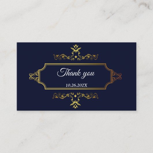 Gold- en Navy Blue-Indische stijlbehuizing Informatiekaartje (Voorkant)