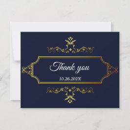 Gold- en Navy Blue-Indische stijlbehuizing RSVP Kaartje