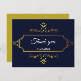 Gold- en Navy Blue-Indische stijlbehuizing RSVP Kaartje