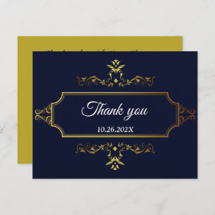 Gold- en Navy Blue-Indische stijlbehuizing RSVP Kaartje